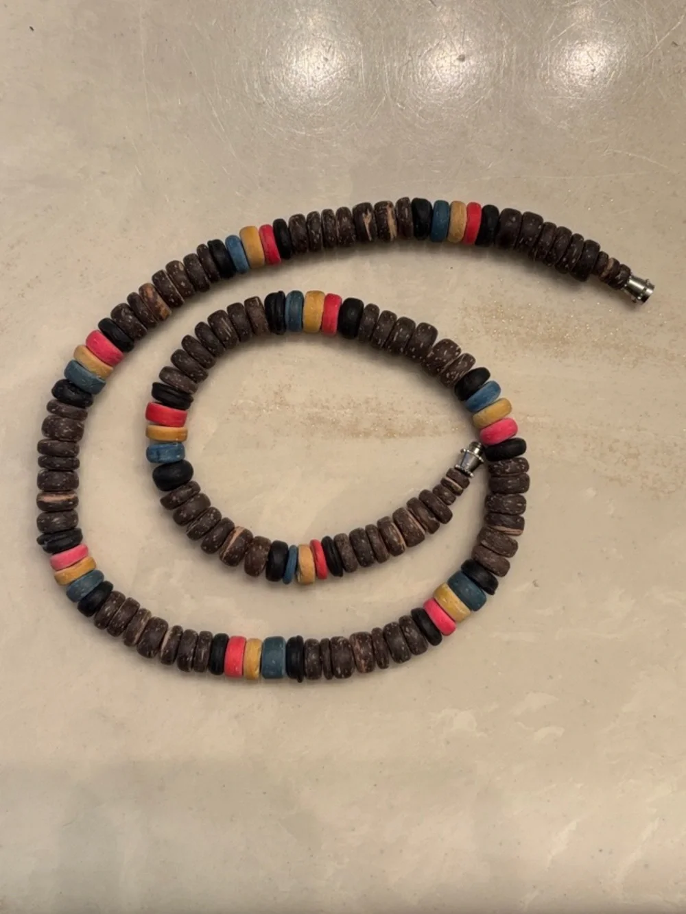 Men's Multicolor Accent Wood Bead Necklace and Bracelet Set